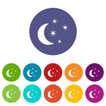 Moon and stars set icons