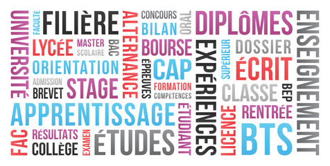 Fototapeta premium Diplôme, Études et Examen - Nuage de Mots