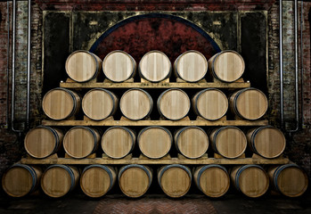Barrels in a wine-cellar