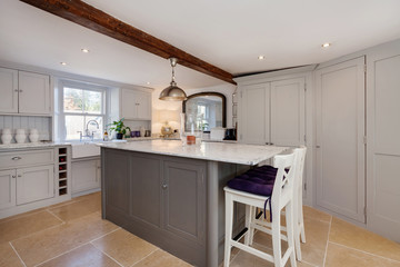 shaker style contemporary kitchen and breakfast bar
