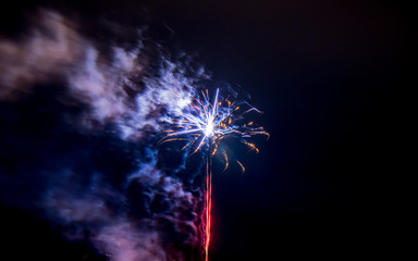 Colorful Fireworks on Dark Sky