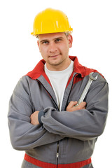 Man with construction helmet