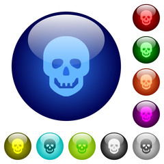 Human skull color glass buttons