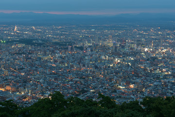 Sapporo city night view from Mount Moiwa, Sapporo, Hokkaido, Japan