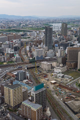View on a cityscape of downtown Osaka, Japan