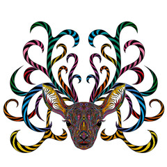 Vector colored deer with branching horns