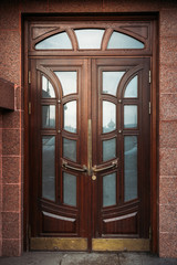 Old wooden closed door