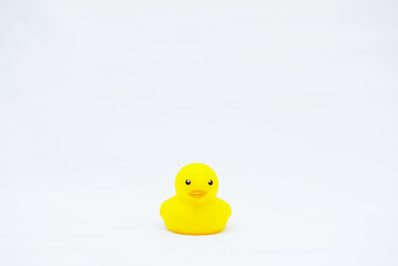 Yellow Rubber Duck Toy Isolated Over White Background