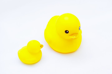 Yellow Rubber Duck Toy Isolated Over White Background