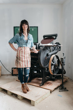 Letterpress artist in her studio