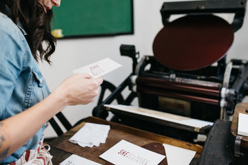 Letterpress artist in her studio
