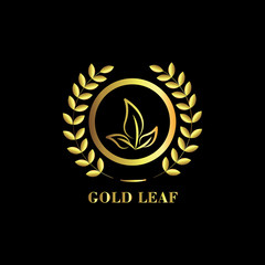 Gold Leaf Logo Vector Template Design