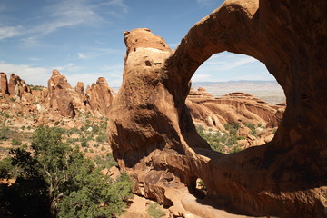 Double O Arch, located in the Arches National Park, Moab, Utah