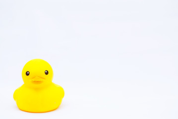 Yellow Rubber Duck Toy Isolated Over White Background