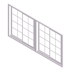 Closed window isometric vector illustration. 3d Isolated on white background