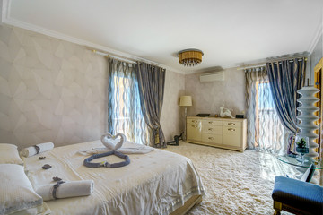 Interior of a bedroom in a luxurious villa