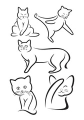 set of simple cat line art
