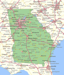 Georgia-US-States-VectorMap-A - obrazy, fototapety, plakaty