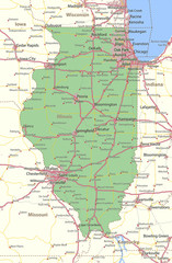 Illinois-US-States-VectorMap-A - obrazy, fototapety, plakaty