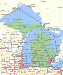 Michigan-US-States-VectorMap-A - obrazy, fototapety, plakaty