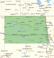 North Dakota-US-States-VectorMap-A