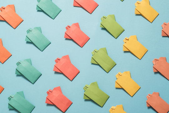Colorful origami shirts pattern