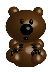 Funny brown bear with empty paws, 3d