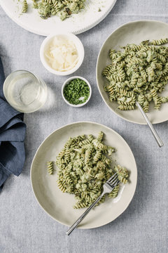 Cauliflower and Spinach Pesto Rotini Pasta