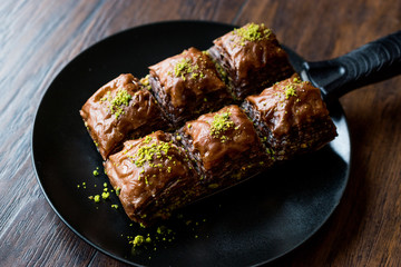 Turkish Dessert Chocolate Baklava with Pistachio