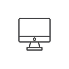 Desktop computer monitor line icon, outline vector sign, linear style pictogram isolated on white. Display symbol, logo illustration. Editable stroke