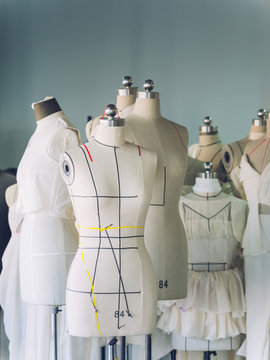 group of empty mannequins in studio