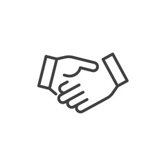 Business handshake line icon, outline vector sign, linear style pictogram isolated on white. Agreement, Shaking hands symbol, logo illustration. Editable stroke