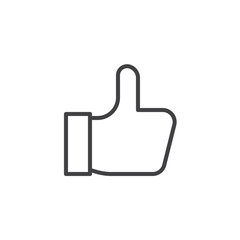 Obraz premium Thumb up line icon, outline vector sign, linear style pictogram isolated on white. Like hand gesture symbol, logo illustration. Editable stroke
