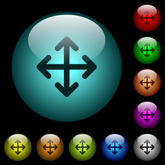 Move arrows icons in color illuminated glass buttons