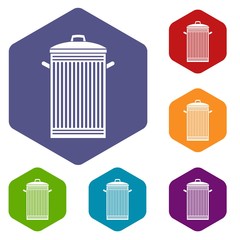 Trash can icons set