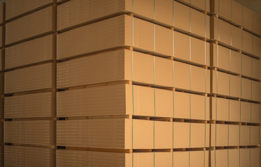 The stack of MDF boards tied with ribbon in stock