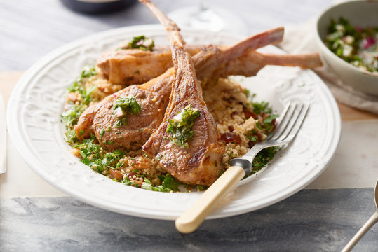 Grilled Lamb Chops with Mint Pesto