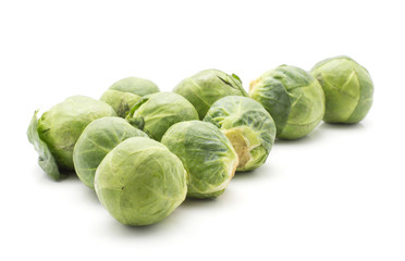 Brussels sprout isolated on white background fresh set.