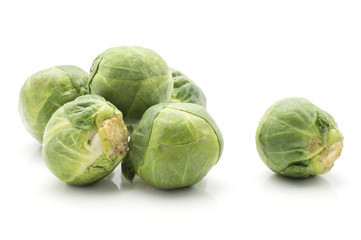 Brussels sprout isolated on white background fresh raw heads.
