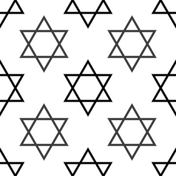 Star of David pattern repeat seamless in black color for any design. Vector geometric illustration