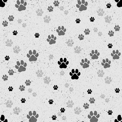 Paw print seamless. Traces of Cat Textile Pattern. Cat footprint seamless pattern. Vector seamless