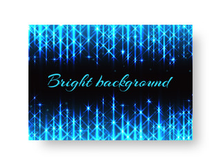 Festive invitation template for a Christmas party with neon lights of blue light on a black background