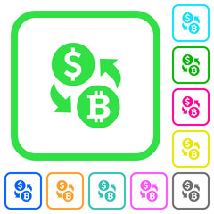 Dollar Bitcoin money exchange vivid colored flat icons