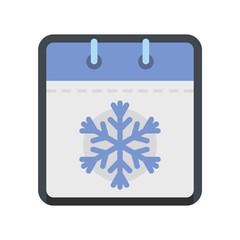 Calendar winter icon. Flat illustration of calendar winter vector icon isolated on white background