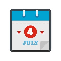 Calendar eleventh november icon. Flat illustration of calendar fourth july vector icon isolated on white background
