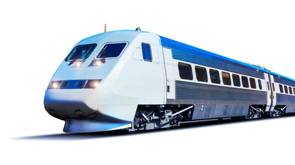 Modern high speed train isolated on white - Powered by Adobe