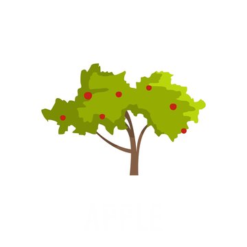 Apple tree icon. Flat illustration of apple tree vector icon isolated on white background