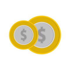 Coin icon. Flat illustration of coin vector icon isolated on white background