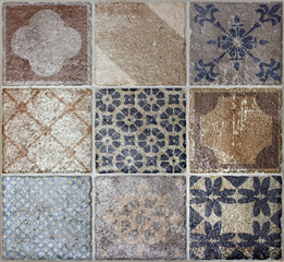 Seamless stone tile pattern with a drawings.