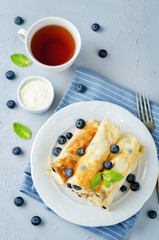 Sauteed Cream cheese Blueberry Crepes